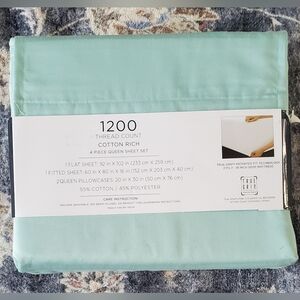 New 1200 Thread Count Queen Sheet Set Color Sense Aqua Green